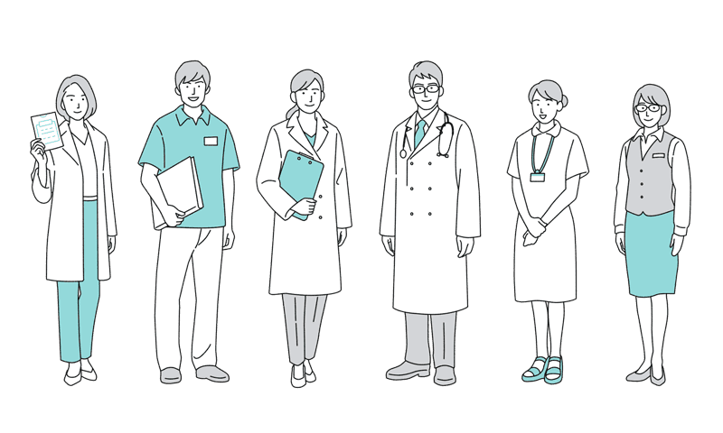 医師・看護師などの多職種スタッフのイラスト