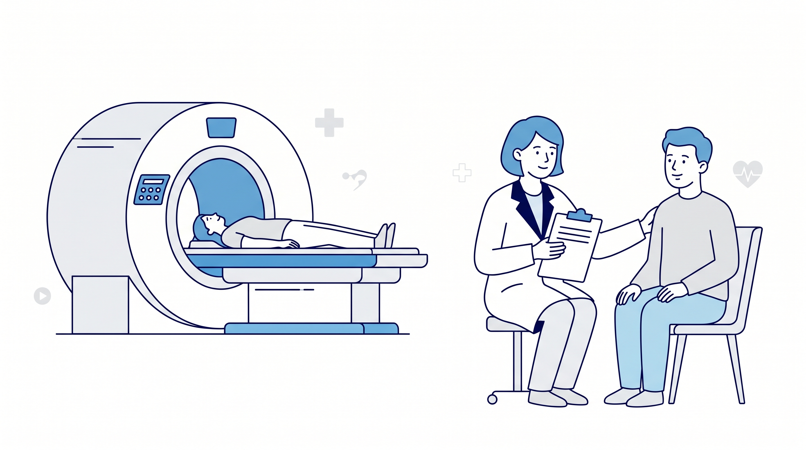 MRI検査と医師による問診のイラスト