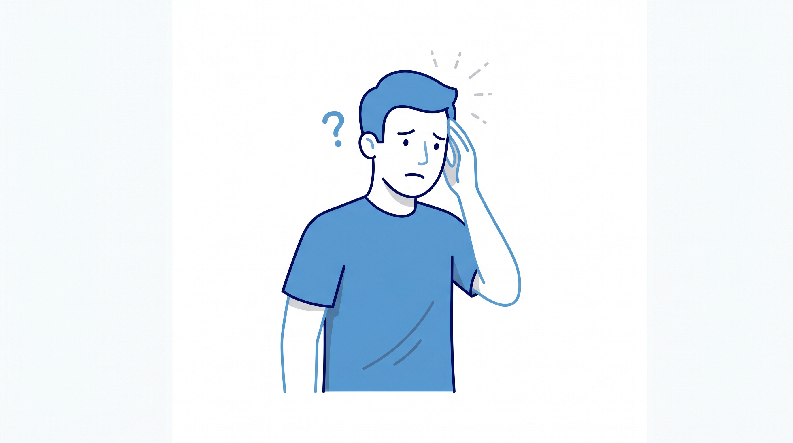 頭をおさえて頭痛に困る人物のイラスト