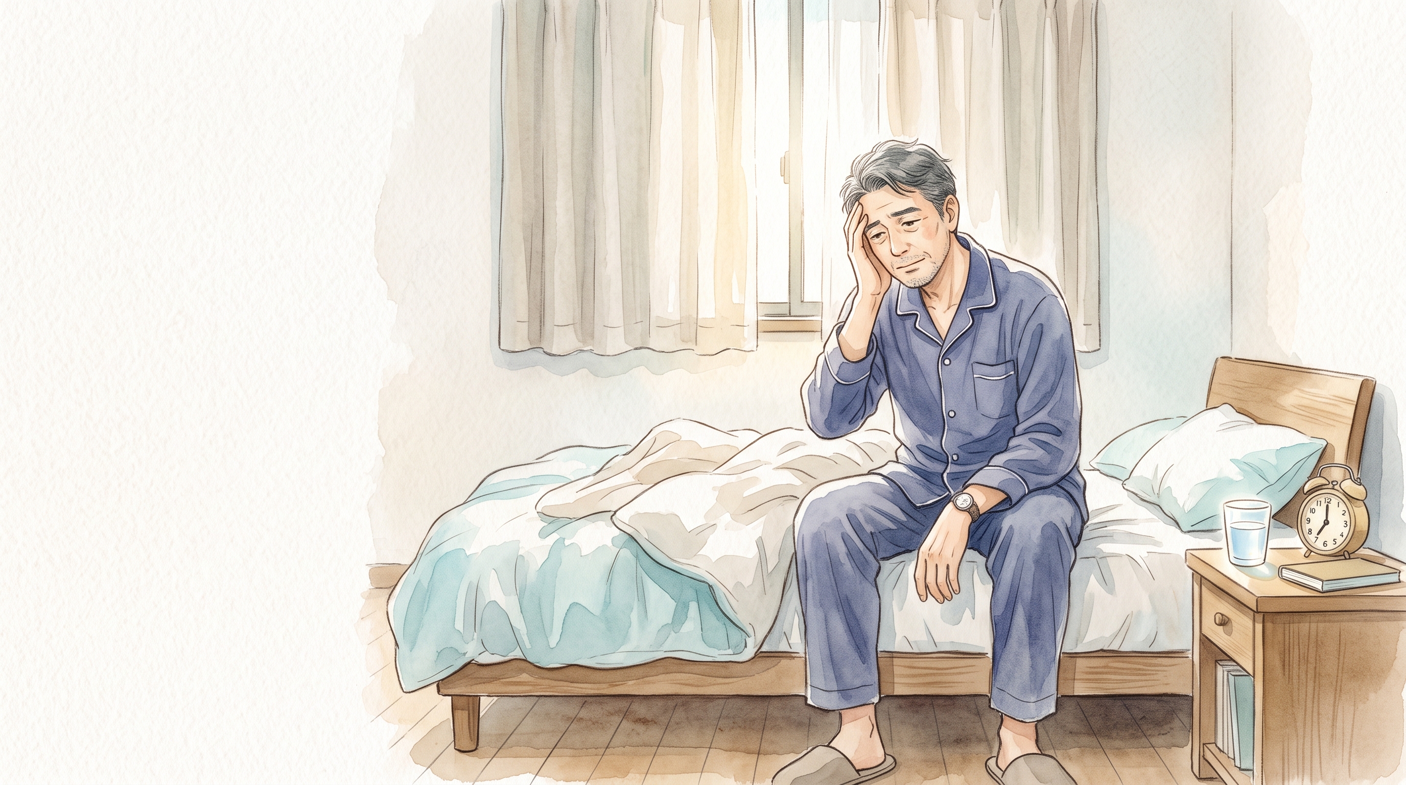 朝起きたときに頭が重い男性｜睡眠時無呼吸性頭痛の特徴と検査・治療